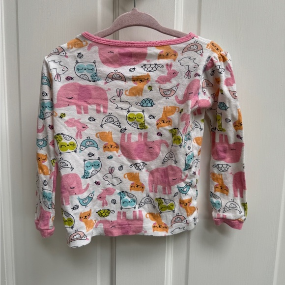 Simple Joys by Carter’s 24M Girls Pink & White Animal Long Sleeve Pajama Top - Picture 5 of 5